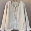 Однотонный кардиган на пуговицах с круглым вырезом, кружевной вставкой, свободного кроя, с длинными рукавами, куртка, женская одежда, куртки, топ