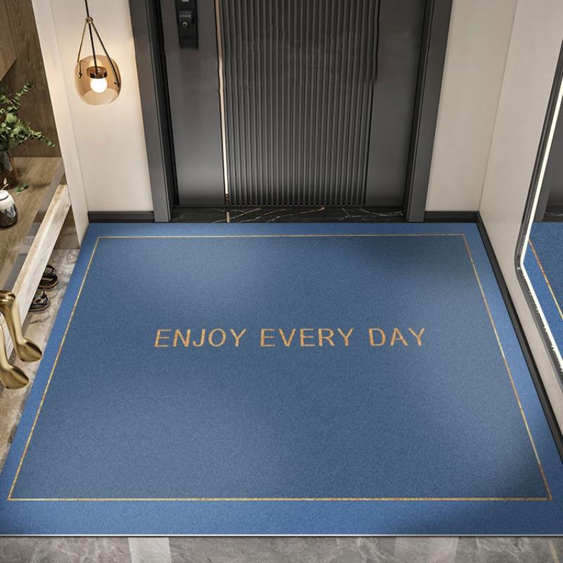 Современный коврик для прихожей 'Наслаждайся каждым днем', серо-оранжевая цветовая гамма, нескользящий коврик для декора входной двери дома