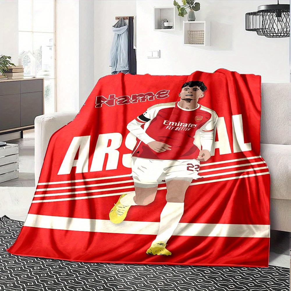 Arsenal Football Player Havertz Running Theme Flannel Blanket Personalized Name Four Seasons Comfort Fashionable Design Suitable For Sofa Bed Travel
