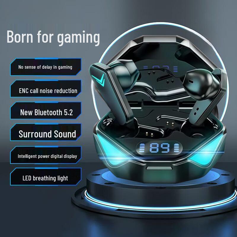 Полувкладыши Bluetooth-наушники X15: Шумоподавление, Низкая задержка, Высокое качество звука, Крутая подсветка, Киберспорт.