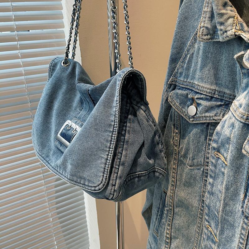Сумка-мессенджер из денима, женская сумка через плечо, сумка через плечо с цепочкой