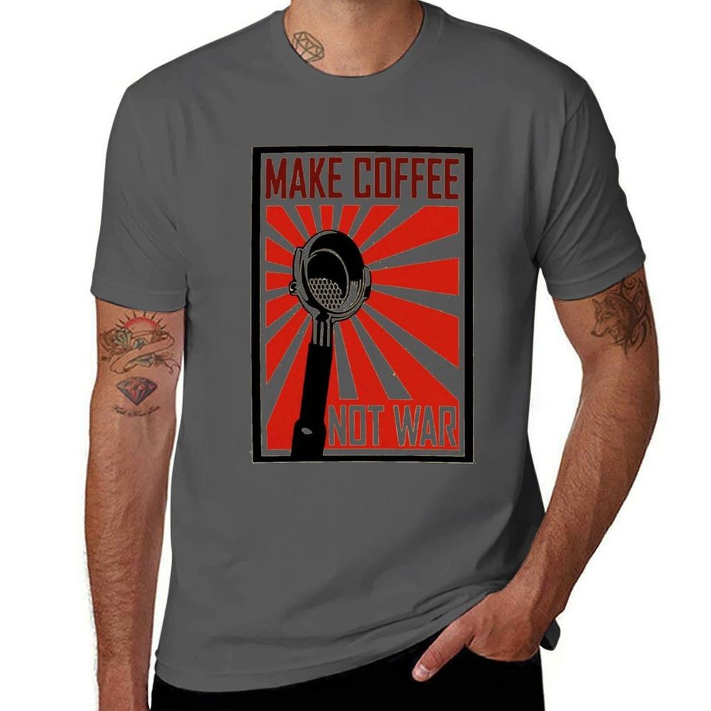 Make Coffee Not War Coffee Maker Tshirt Anime T Shirts Oversize Unisex T Shirts For Unisex Tshirt