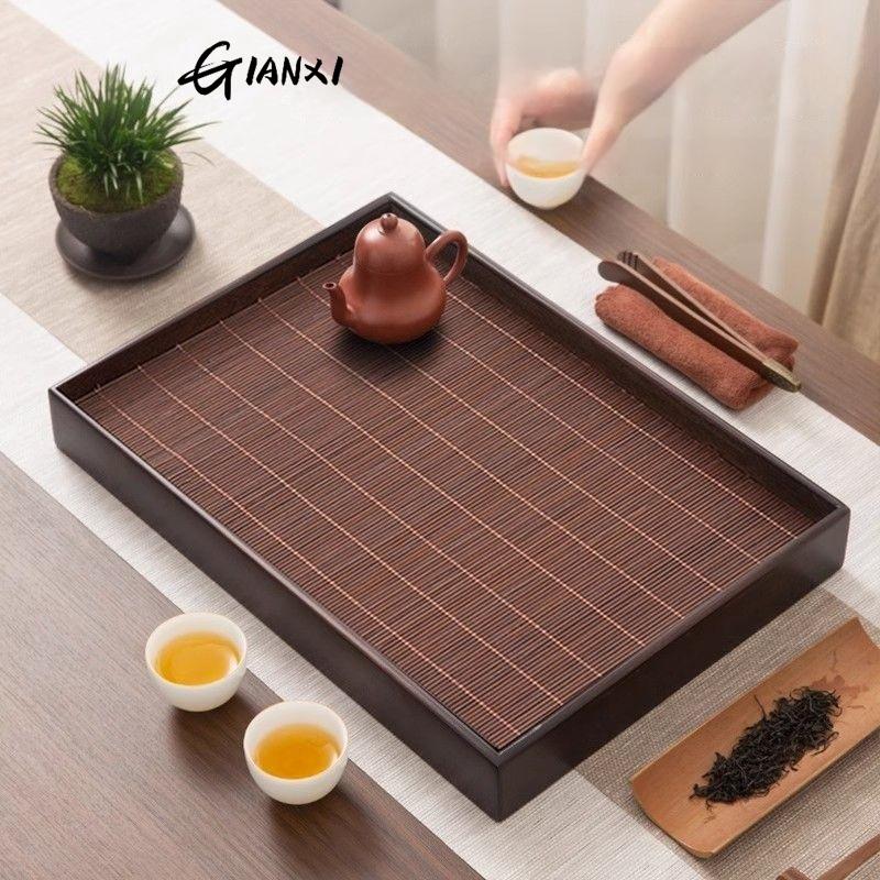 GIANXI Home And Kitchen Tea Tray Portable Dishes For Tea Ta Kawi Bamboo Rectangle Wooden Tray For Chaban Tea Table