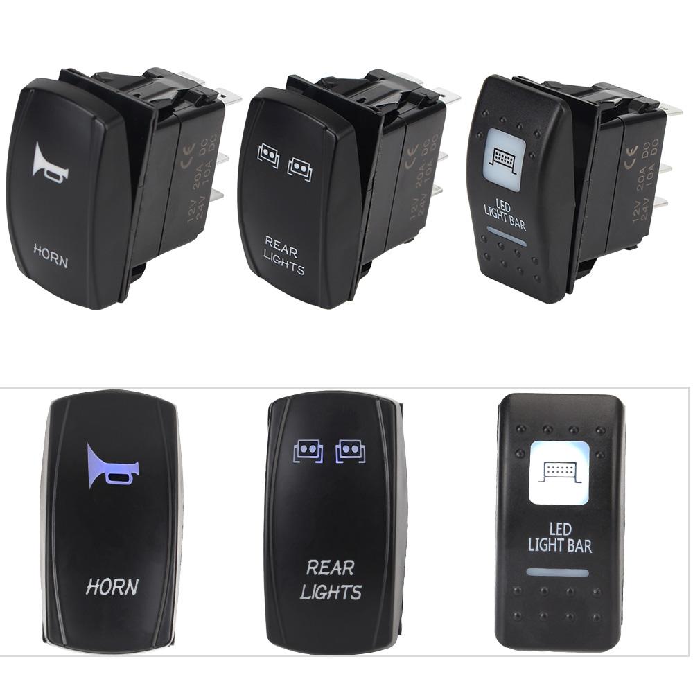 DC12-24V UTV For Polaris Horn Led Light Bar Rear Front Lights For Can Am Maverick Commander Rocker Switch Illuminated LED WINCH