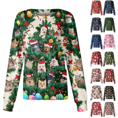 Женский повседневный кардиган с рождественским принтом, с длинными рукавами, на одной пуговице, рабочая униформа
