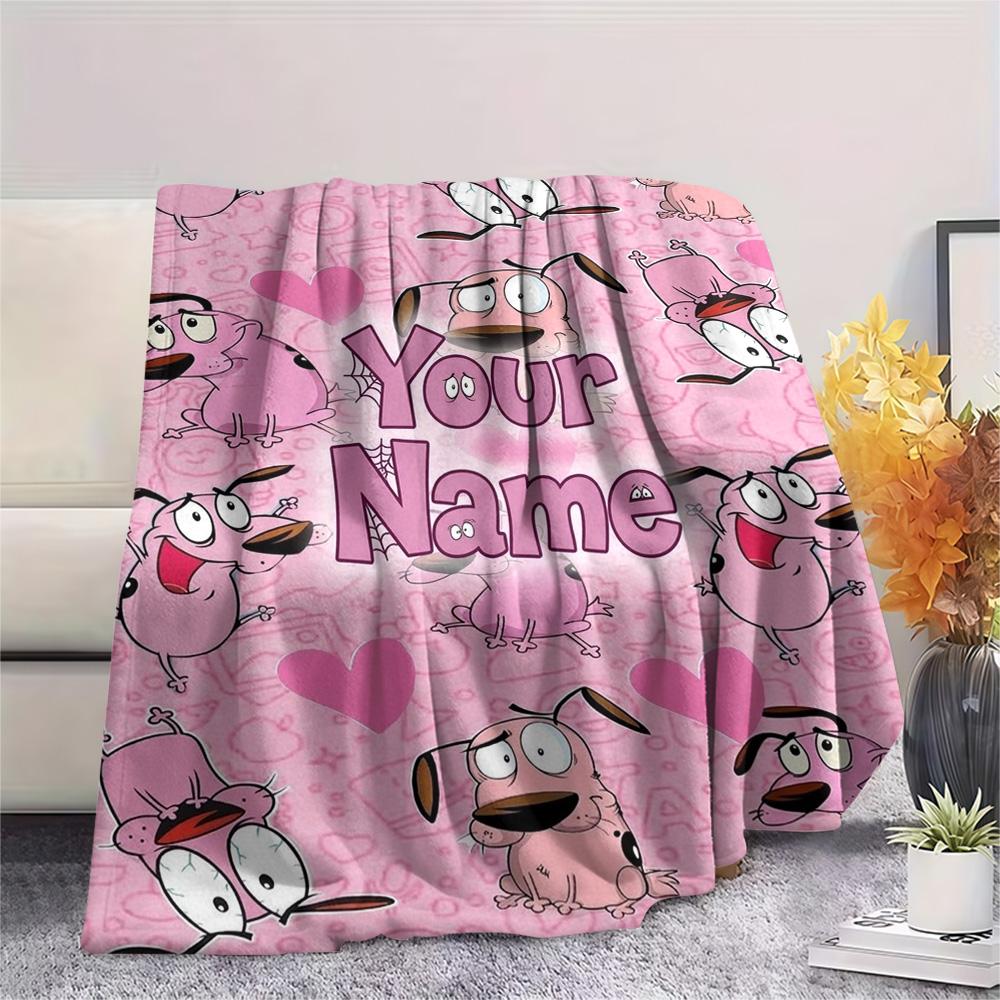 1PC Pink Bunny Galaxy Custom Name Patterned Flannel Blanket Suitable For All Seasons For Home Decor Warmth And Comfort Gifts Holiday Present