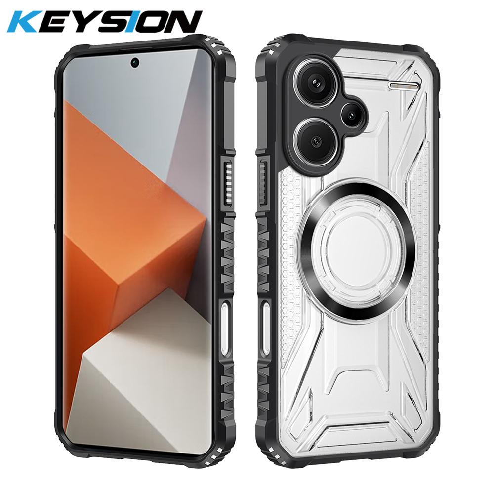 KEYSION Прозрачный магнитный чехол для Redmi Note 13 Pro 4G 13 Pro+5G Ударопрочная задняя крышка для телефона для Xiaomi POCO X6 5G M6 Pro 4G