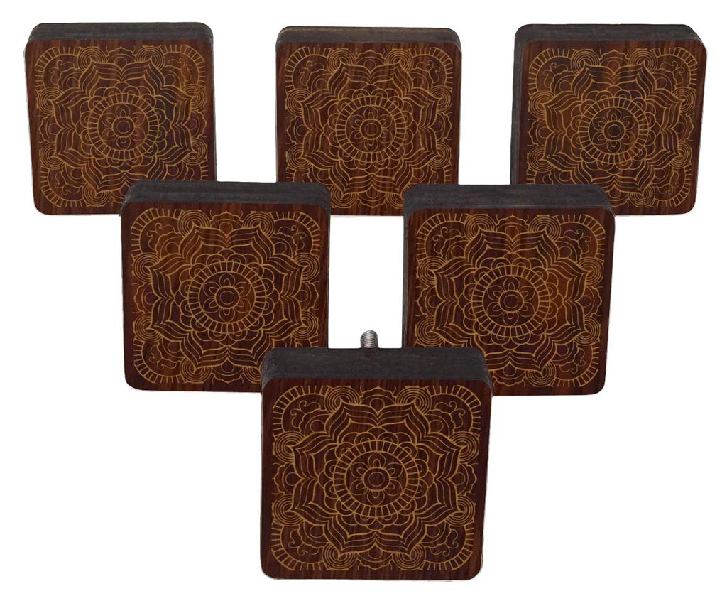 IBA Indianbeautifulart Коричневые ручки с гравировкой Набор из 10 деревянных дверных ручек для шкафа Ящик