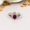 Кольцо из стерлингового серебра 925 пробы с рубином в форме груши для женщин