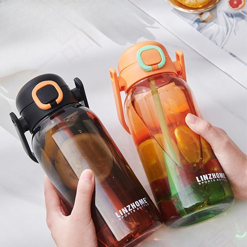 Gradient Color Water Cup, No Paint, New Dual-drinking Portable Fitness Outdoor Sports Large-capacity Water Bottle with Scale