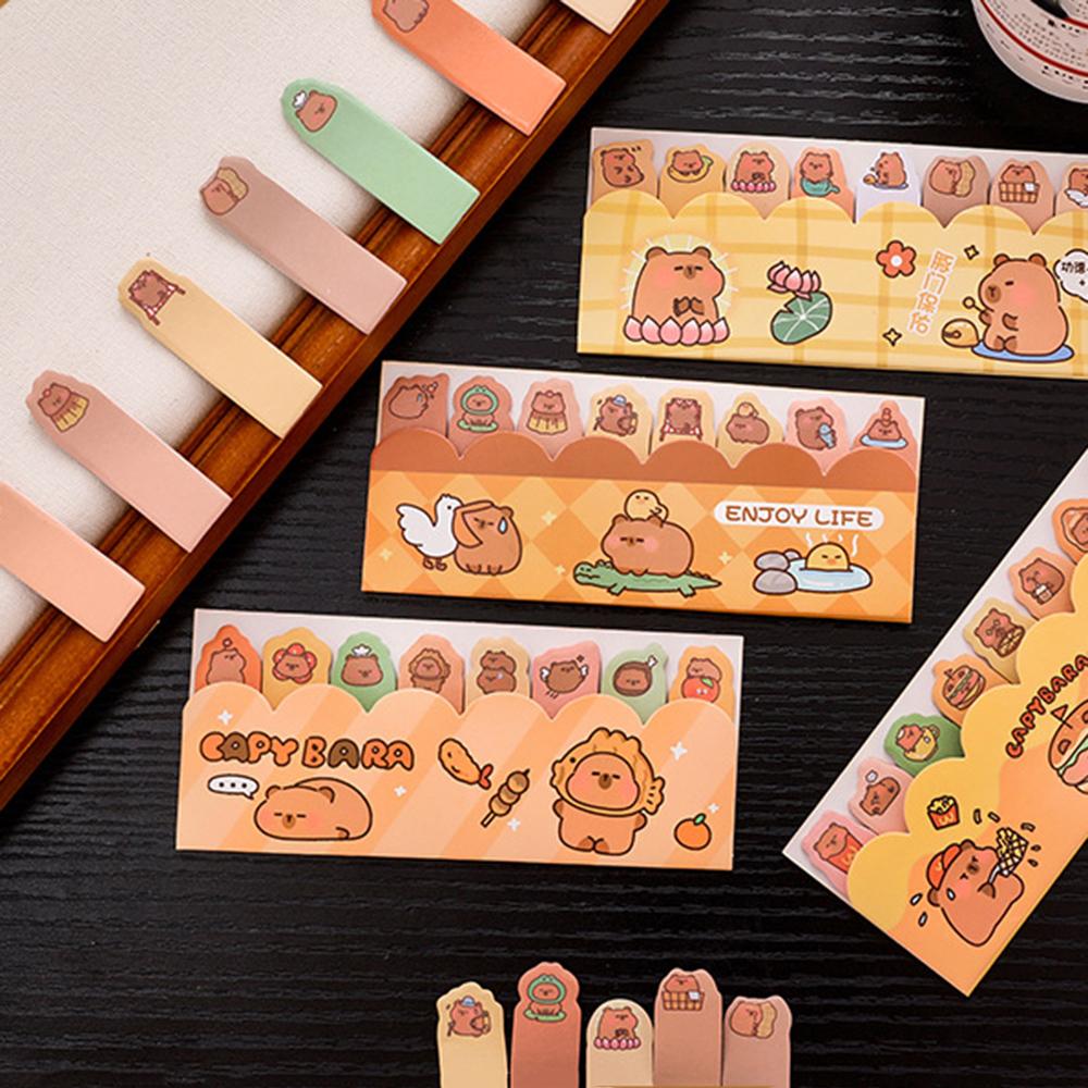 1 Piece Kawaii Stationery Kapibala Cartoon Marker Memo Pad Capybara Bookmark Flags Index Tab Sticky Notes Stickers
