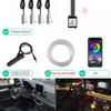 Неоновые автомобильные светодиодные внутренние светильники RGB окружающего света, оптоволоконный комплект с приложением, беспроводное управление, светодиодная автоматическая атмосфера, декоративная