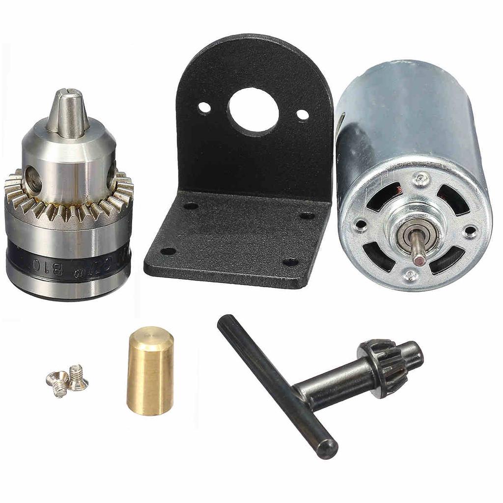 5-12V Mini Hand Drill DIY Lathe Press 555 Motor With Chuck+ Mounting Bracket New