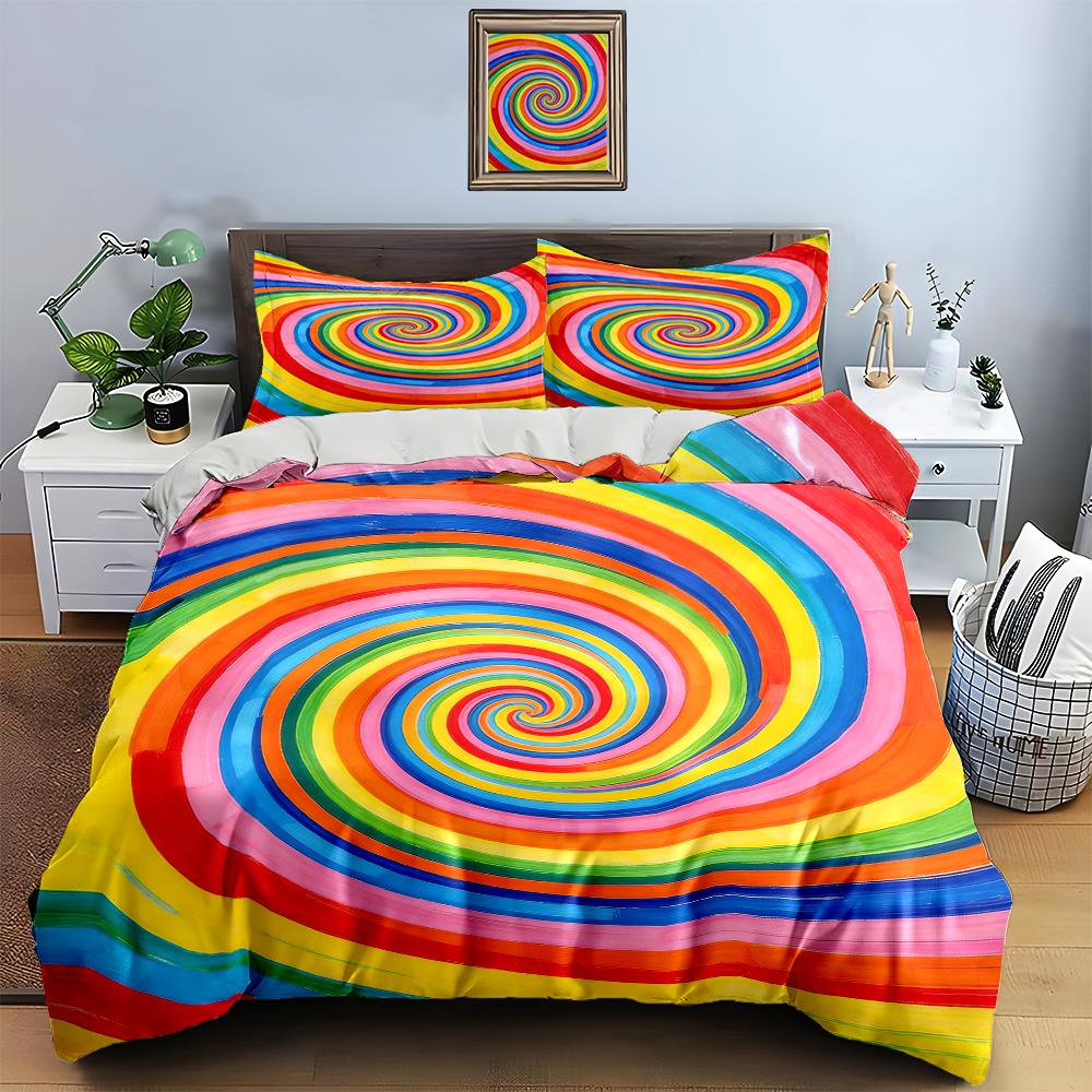 Colorful spiral vortex Bedding Duvet cover sets Duvet covers Pillowcases gifts (1 * Duvet Cover 2 * Pillowcases, without duvet insert)