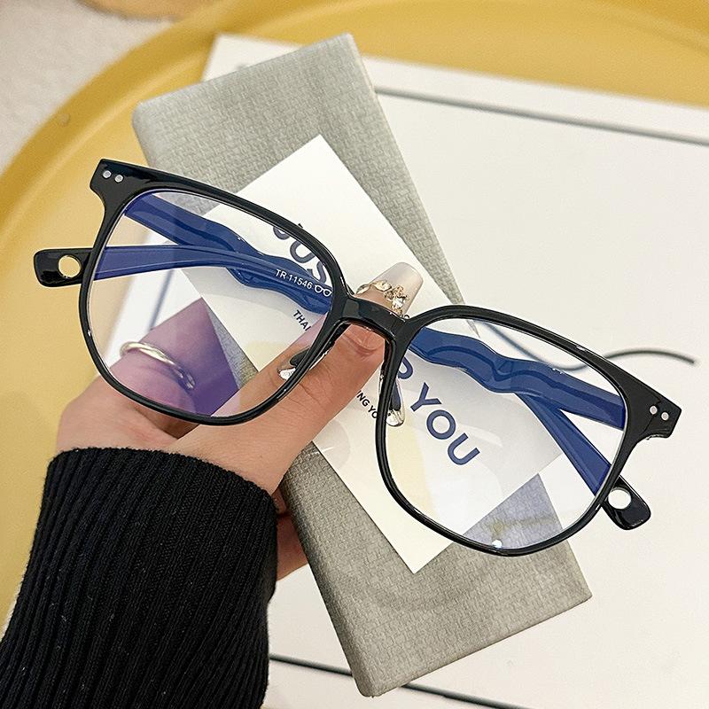 New glasses women's wood Jiujia wave anti-blue light square round face light glasses frame