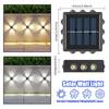 LED Solar Wall Lamp Four Sides Spotlight Outdoor Waterproof Up and Down Luminous Sunlight Light Garden Yard Fence Decor Lamps