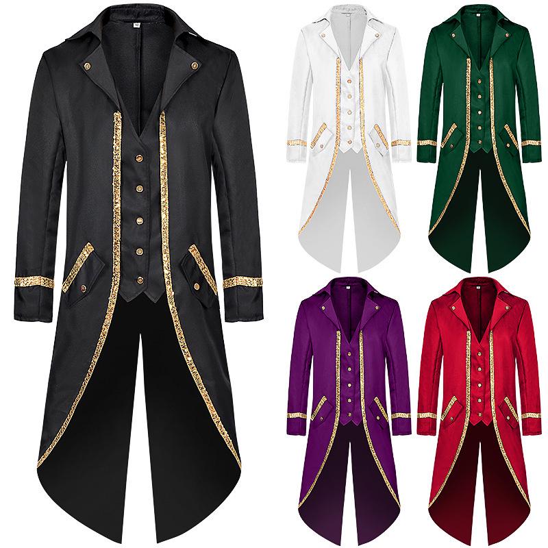 European & American Steampunk Medieval Halloween Tailcoat for Men