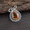 Цитрин Драгоценный камень ручной работы Твердый серебряный кулон из стерлингового серебра 925 пробы на День Благодарения