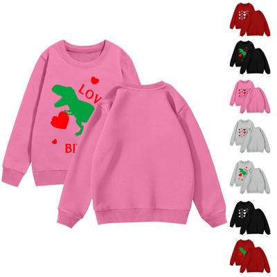 Valentine's Day Girls Round Neck Pullovers For Kids Printed Baby Tops