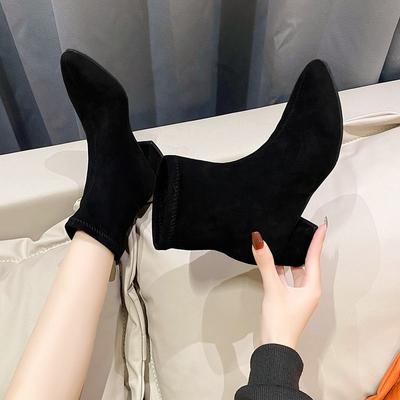 Зимние женские ботинки для женщин, ботинки martin, сохраняющие тепло, ботильоны на толстом каблуке, на молнии, женская зимняя обувь, узкие ботинки с острым носком