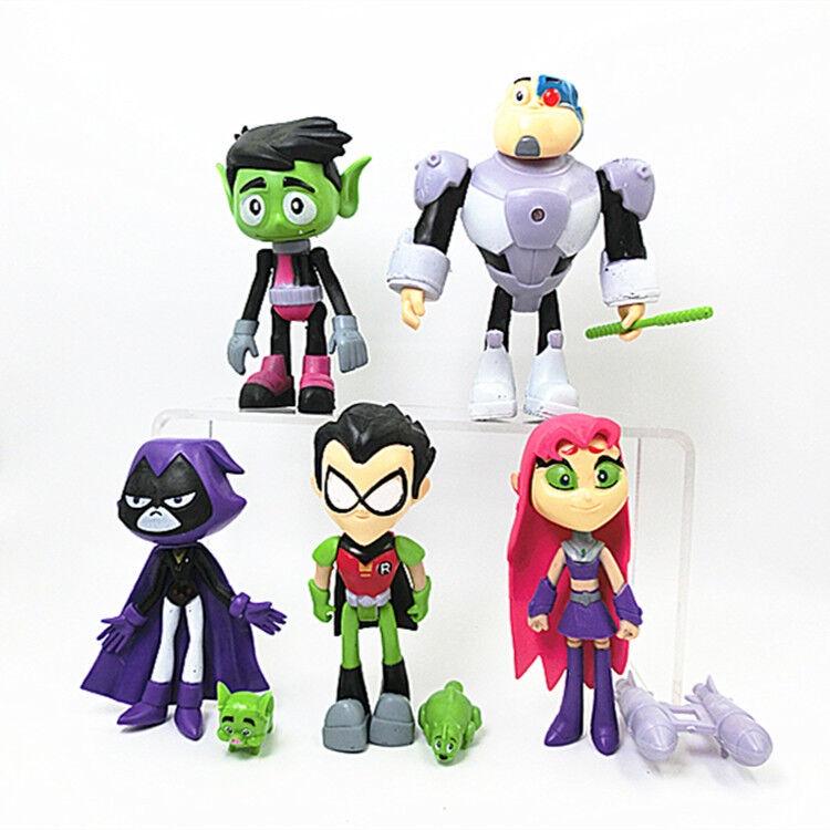 Teen Go Titans To The Movies Robin Cyborg Beast Boy Raven Action Figure 7pcs Toy