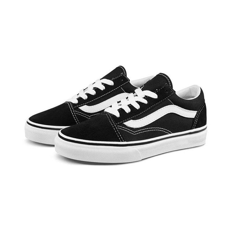 Vans Классические кеды на шнуровке с клетчатым принтом для детей, скейтбордические, черные с белым, Детские VN000W9T6BT