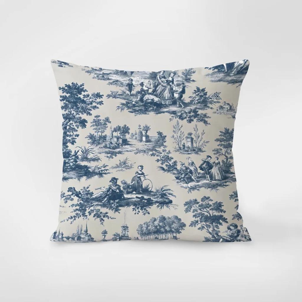 Синяя винтажная цветочная наволочка, украшение для общежития, офиса, гостиной, дивана, дома, 40x40см 50x50 45x45