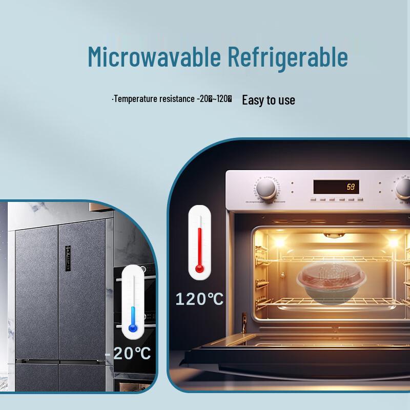 Xinpaike 1000ml Disposable Round Takeout Meal Boxes with Lids, 300 Sets