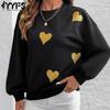 Women's Fashion Casual Spring Autumn Love Letter Print Long Sleeve O-Neck Blouses & Shirts