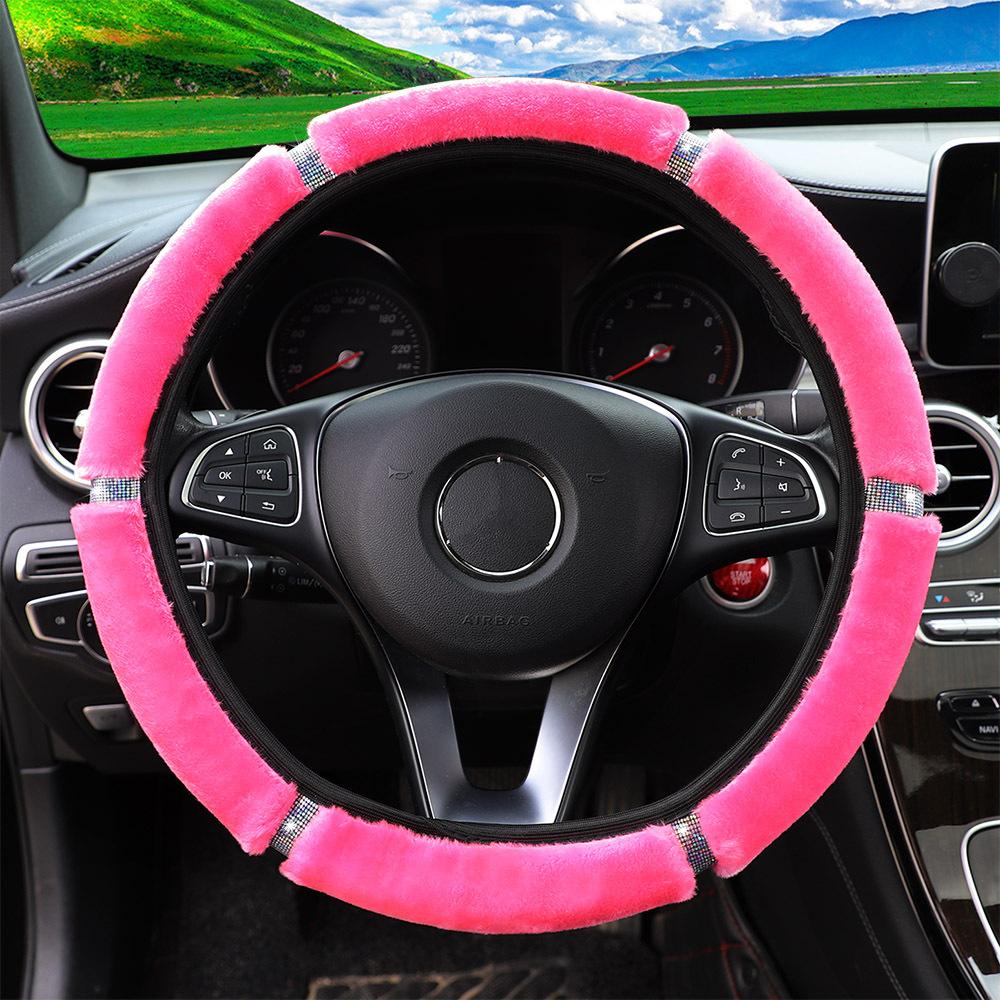 37-38 см автомобильный чехол на руль переключения передач, чехол для ручного тормоза, протектор, украшение, теплый мягкий плюш, черный, розовый, женский