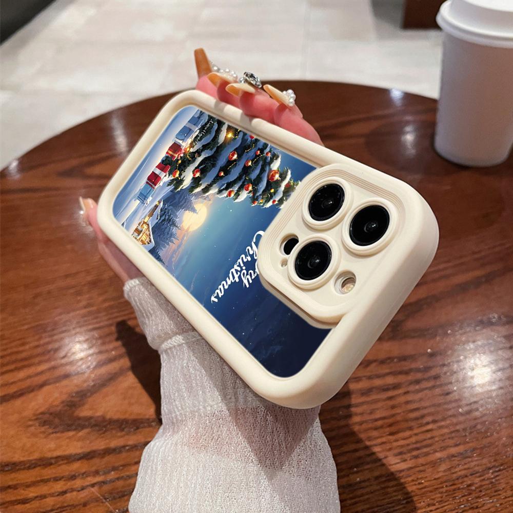 N110 С Новым годом, Рождеством, снеговиком, мягкие чехлы для телефонов с ангельскими глазками для iPhone 16, 15, 14, 13, 11 Pro Max, 8, 7 Plus, 12 mini, XR, XS Max, противоударный чехол