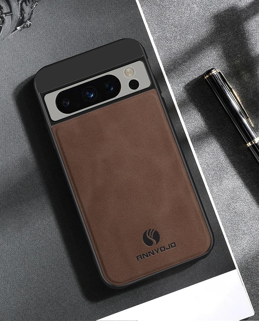 Матовый чехол из искусственной кожи для Google Pixel 8 Pro 7 Pro 7A 6A Встроенный металлический автомобильный держатель противоударная задняя крышка для Pixel 8Pro 7Pro