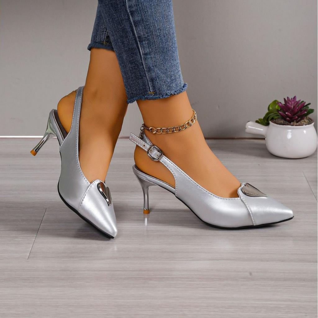 2024 Женские Летние Новые Сексуальные Туфли-лодочки с Острым Носком, Модный Дизайнерский Каблук, Повседневные для Вечеринки, Женские Сандалии Большого Размера