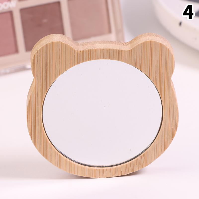 Шт. Простое деревянное переносное зеркало, мини-маленькое зеркало для макияжа, женское ручное зеркало для макияжа, маленькие круглые зеркала