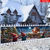 Merry Christmas Yard Banner, Santa Claus Reindeer Dwarfs Tree Pattern, Polyester Outdoor Garden Fence Door Party Decoration