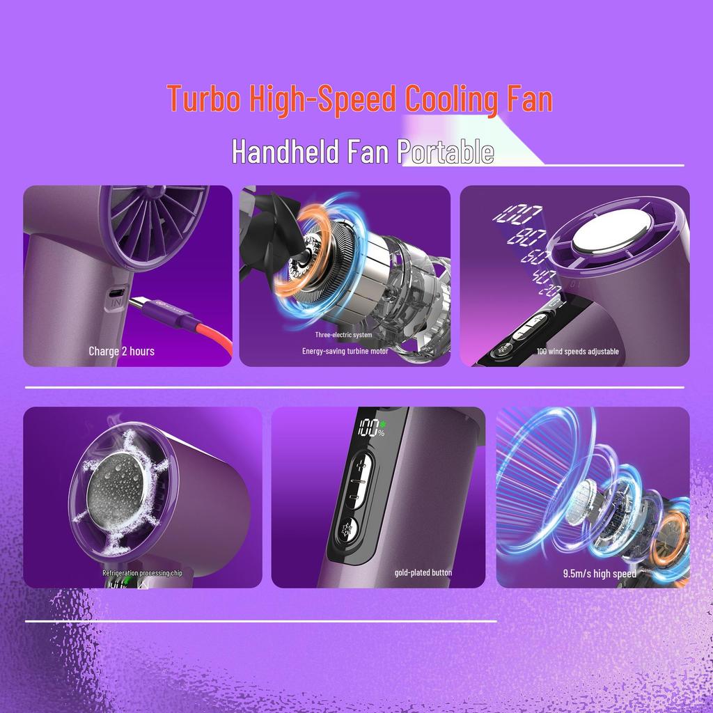 Portable Handheld Mini Fan with Ice Pack, Long Battery, Silent Operation, and Rechargeable for Outdoor Use