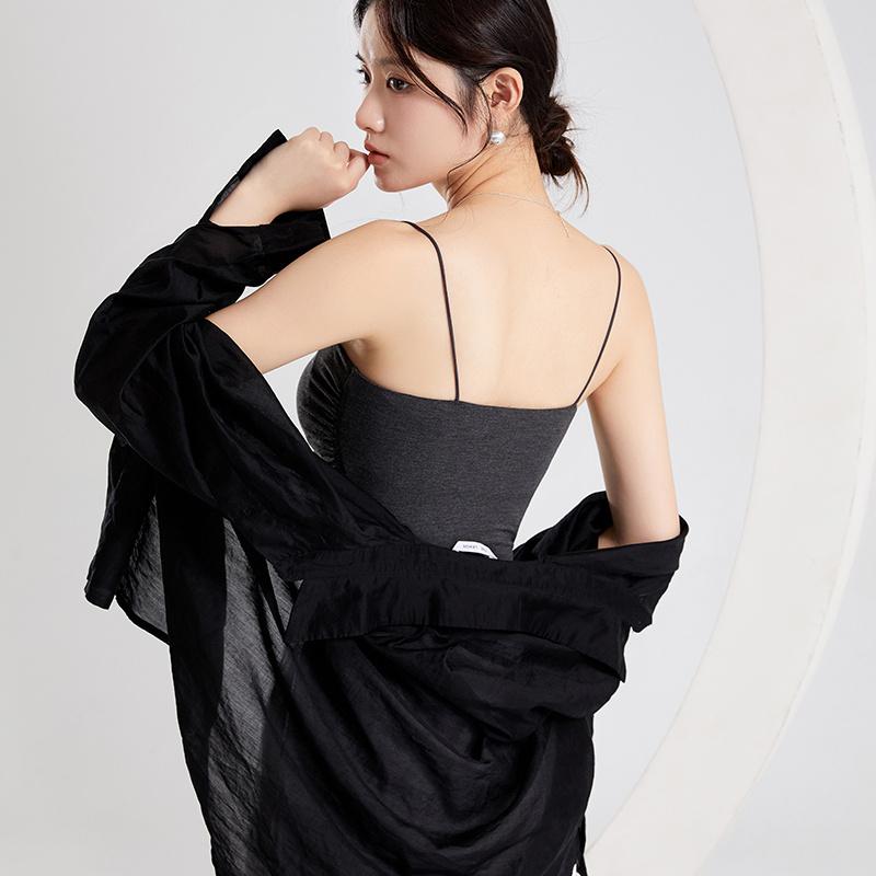 Strap top with chest cushion vest for summer wear, beautiful back yoga top, one neck underwear, anti glare flat bottom shirt