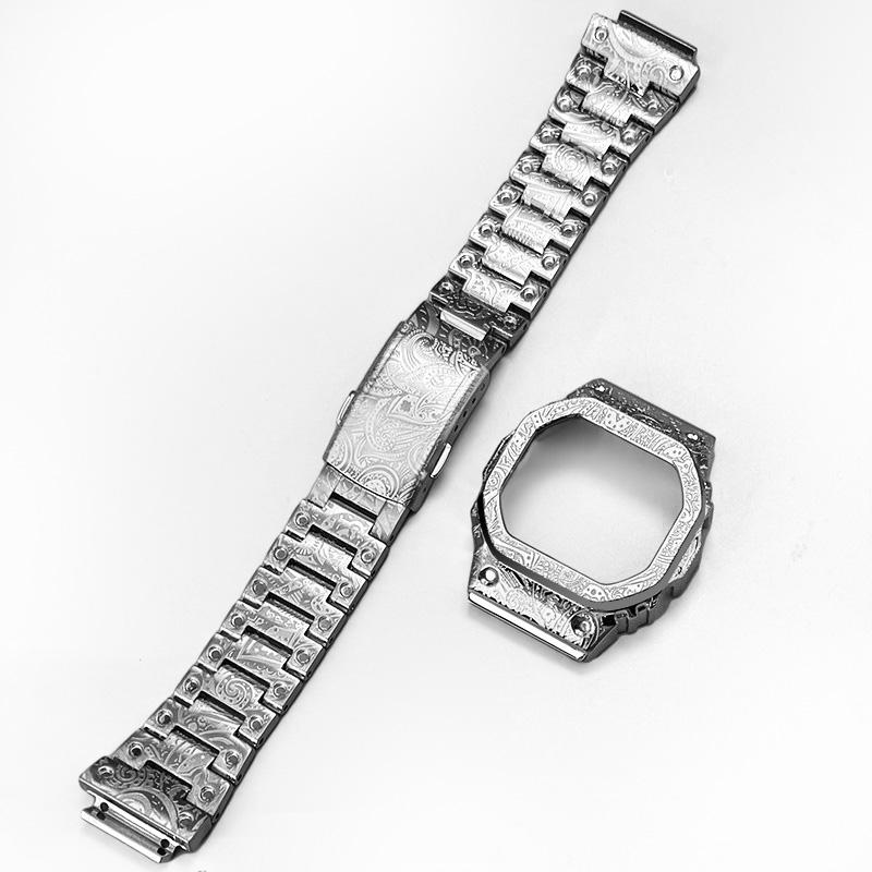 DW-H5600 Винтажный гравированный Мод-комплект Для Casio G-SHOCK Маленький квадратный DW H5600 модифицированный корпус корпуса часов из цельной нержавеющей стали мужской
