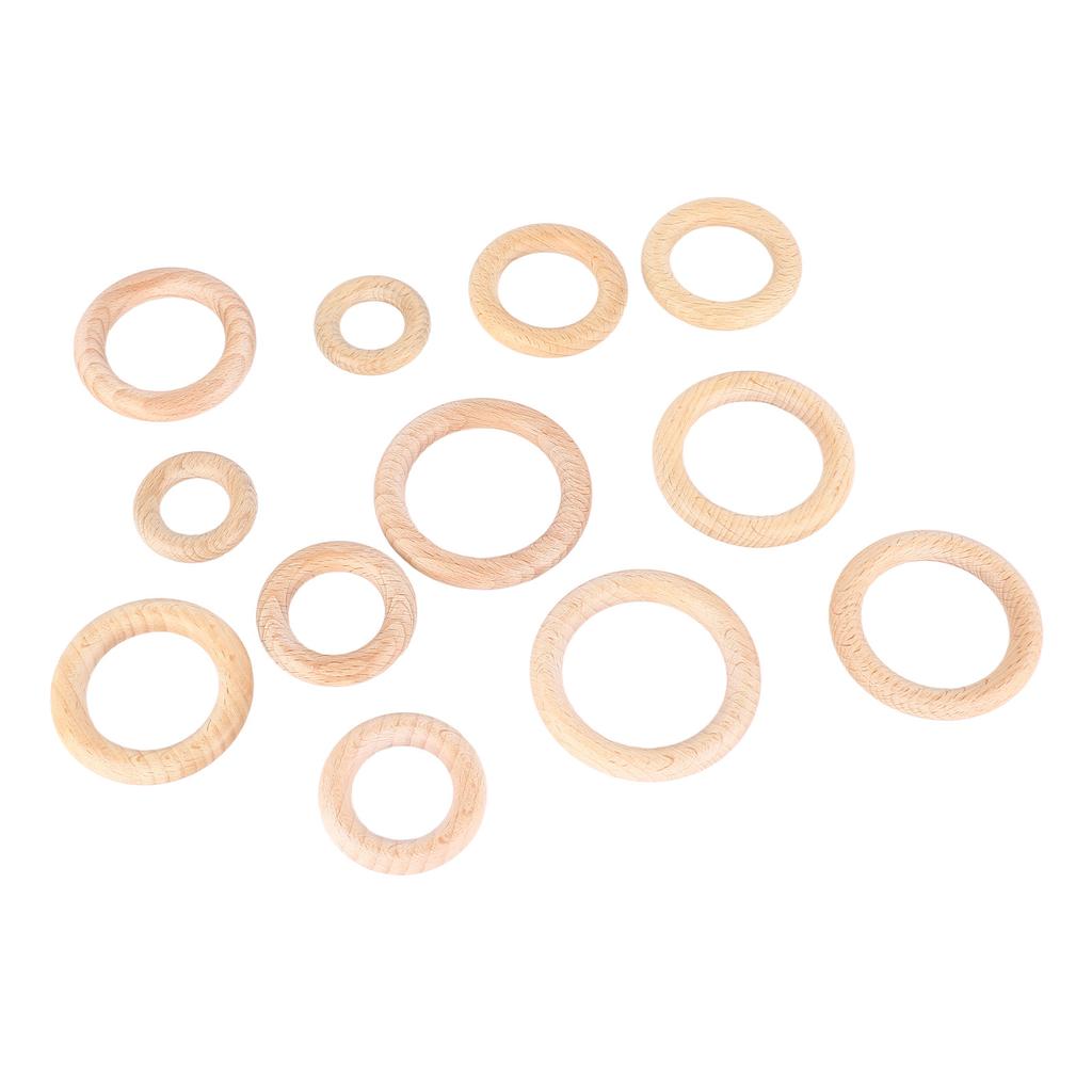 12Pcs Wooden Rings 6 Different Sizes Natural Wood Rings Unfinished Wooden Rings for Crafts Macrame Jewelry Making