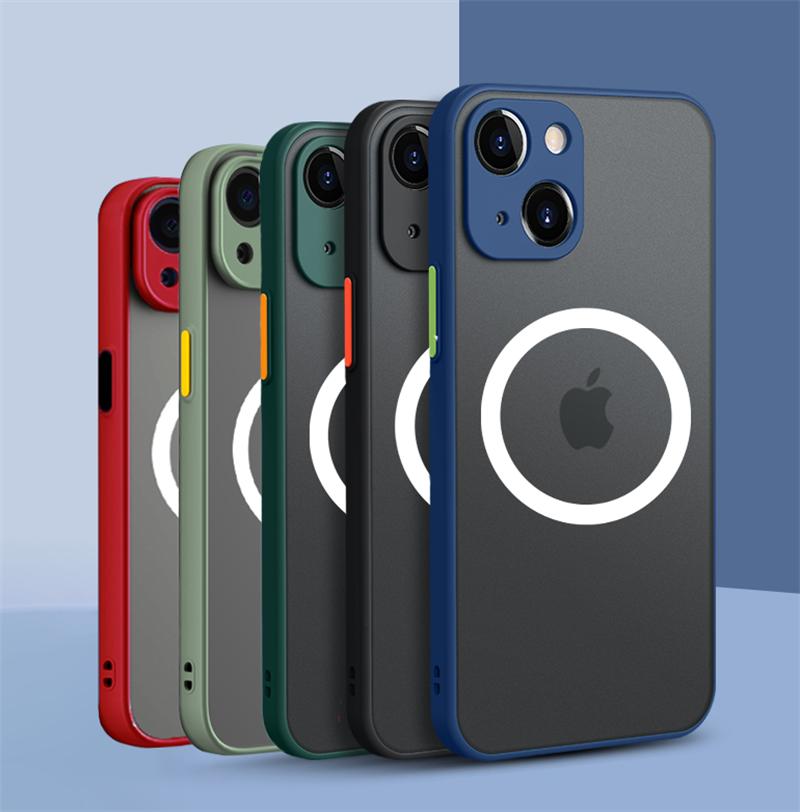 Матовый защитный чехол для Magsafe, магнитный чехол для беспроводной зарядки для Iphone 14 13 12 Pro Plus Max Mini, прозрачный жесткий чехол для ПК Defender Funda