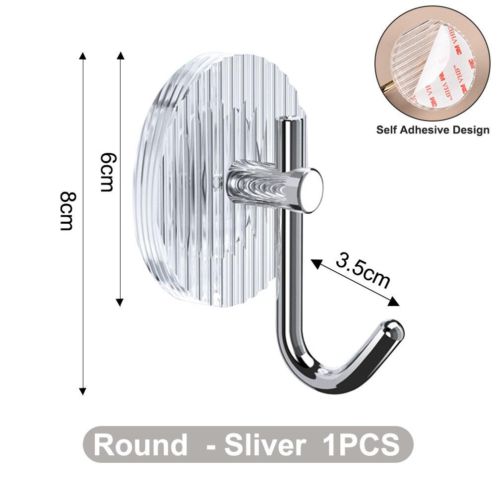 1PCS Adhesive Wall Hooks Acrylic Shower Hooks For Hanging Self-adhesive Hooks Towel Holder Bathroom Accessories YSL