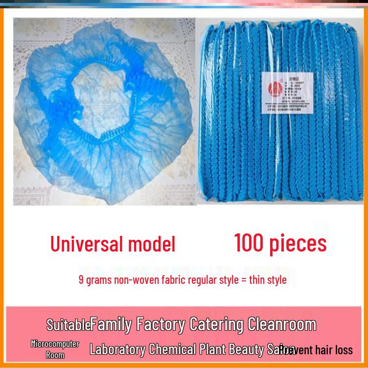 White Disposable Bouffant Cap - Non-Woven Hair Net Hat for Work or Bath, Black Thick Short Hair Coverage