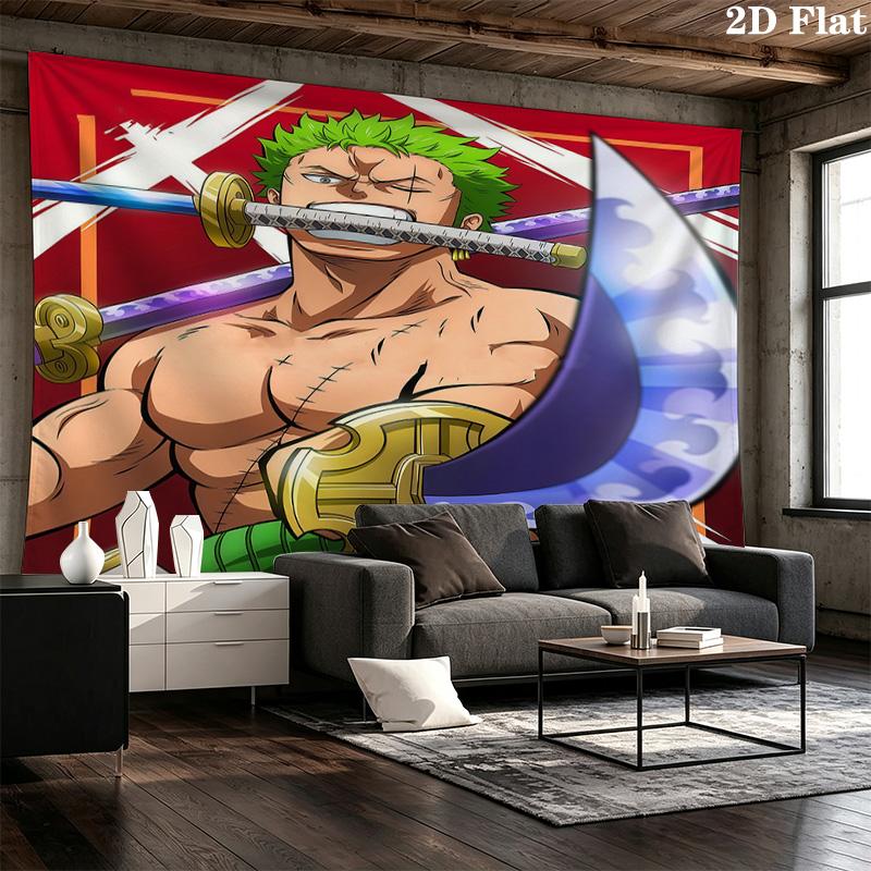 One Piece Roronoa Zoro Wall Tapestry Aesthetic Wall Hanging Printed Fabric Blanket Decorative Tapestries For Bedroom Living Room Home Decor