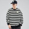 Осенний полосатый свитер с круглым вырезом, мужской, свободный, большого размера, с длинным рукавом, повседневный, корейский, молодежный, модный бренд