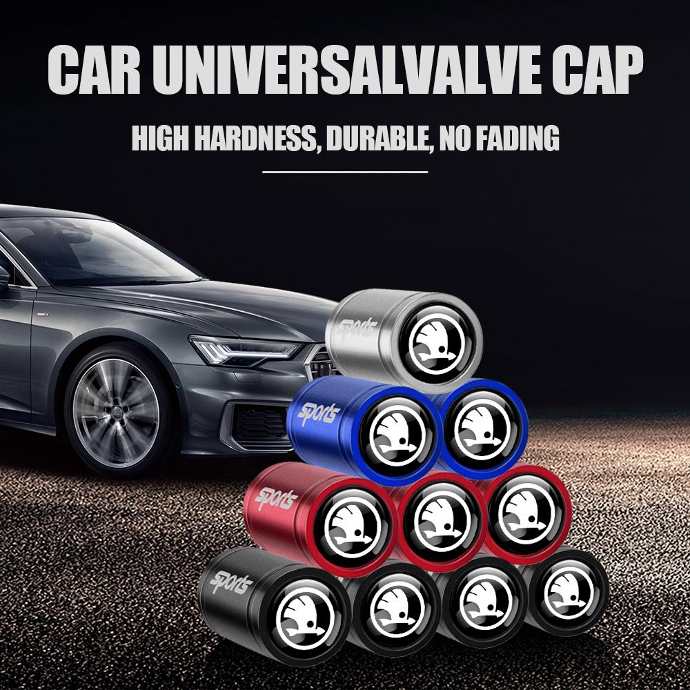 KTDJ9 3D Metal Car Wheel Tire Valve Caps Tyre Rim Stem Covers Auti Dust for Skoda Kamiq Rapid Fabia Octavia A7 Yeti Superb A5 VRS VII