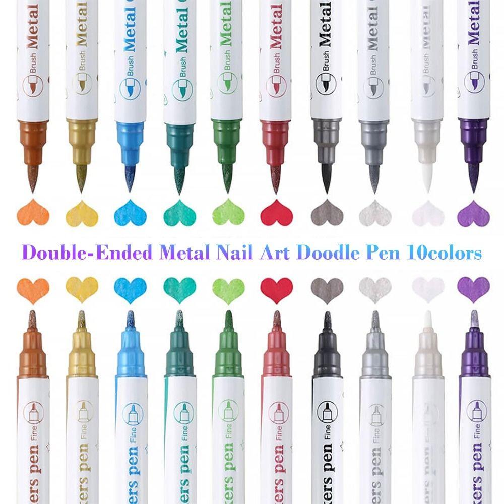10/12 Colors Quick Dry Nail Art Polish Pens 10/12 Colors Nail Brush Marker Sets  for DIY Nail Art