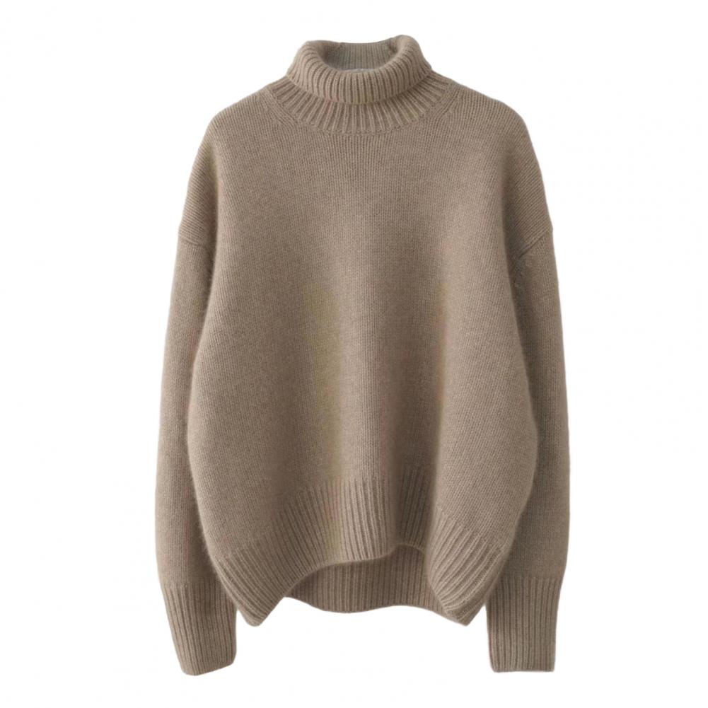 Women Sweater High Collar Long Sleeve Solid Color Knitting Tops Loose Fit Thickened Pullover Sweater Knitwear