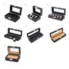 Watch Organizer Box with Glass Lid 3/5/6 Slots Men Women Watch Display Case Faux Leather Wristwatch Holder with Removable Pillows