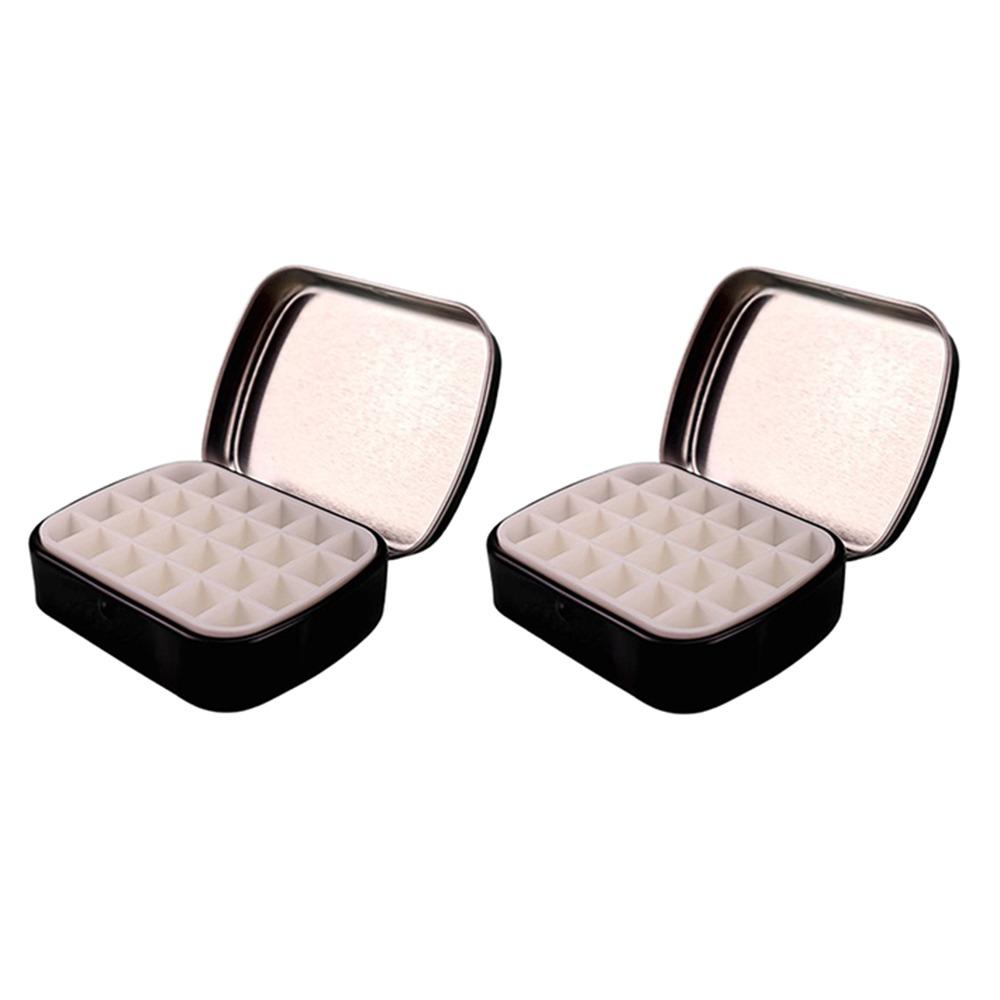 2Pcs Empty Watercolor Iron Box 12/24 Grids Travel Painting Tray Watercolor Paint Palette  Outdoor