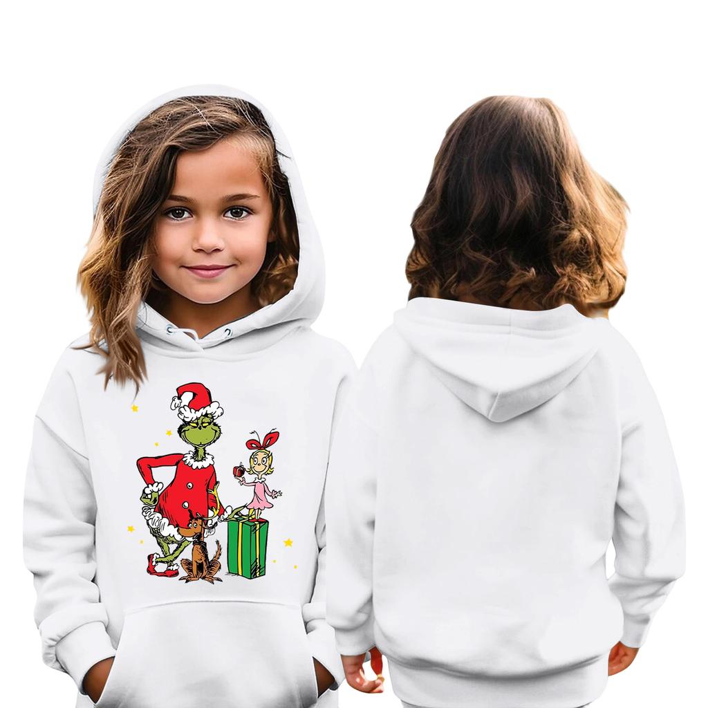 Рождественская детская толстовка с длинным рукавом, легкая повседневная толстовка с капюшоном, свободная, удобная детская толстовка